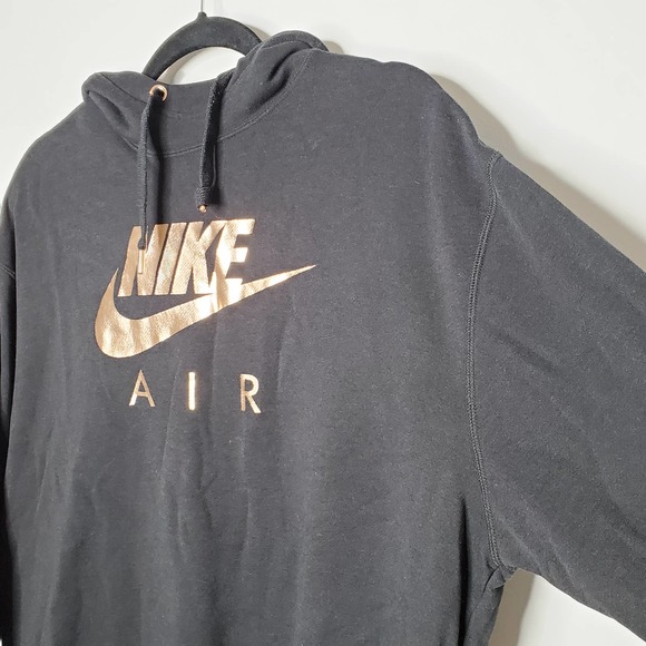 NIKE Air Black Rose Gold Light Fleece Oversized Pullover Hoodie Sz M - Picture 4 of 7
